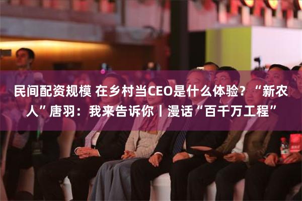 民间配资规模 在乡村当CEO是什么体验？“新农人”唐羽：我来告诉你丨漫话“百千万工程”