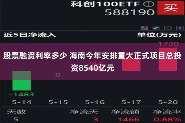 股票融资利率多少 海南今年安排重大正式项目总投资8540亿元